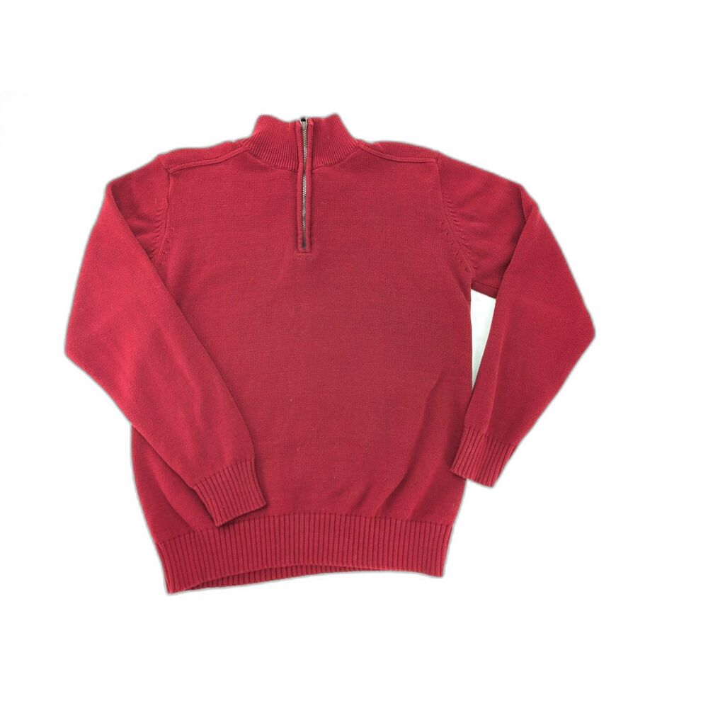 Oscar de la Renta Red 100% Cotton Men's 1/4 zip Pullover Sweater Size Medium